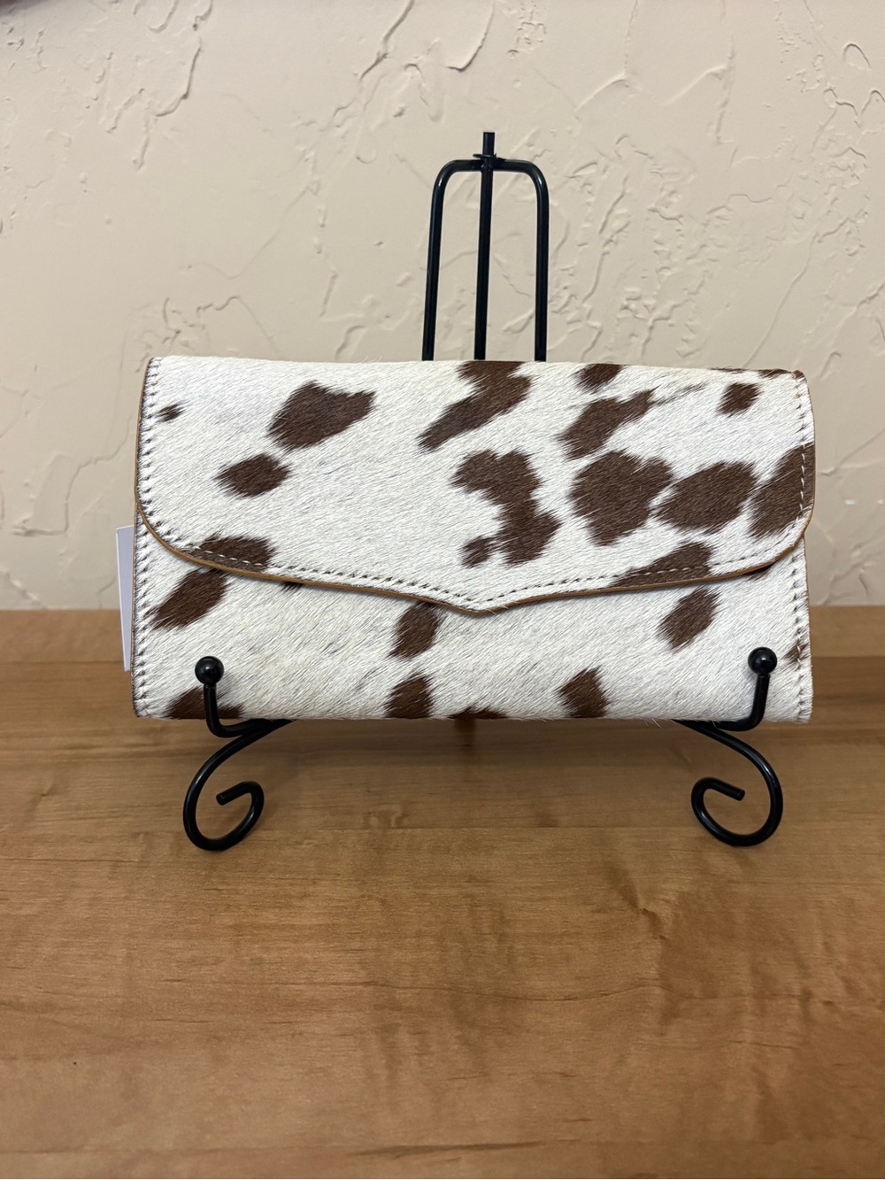 Cowhide Wallet — Brown & White
